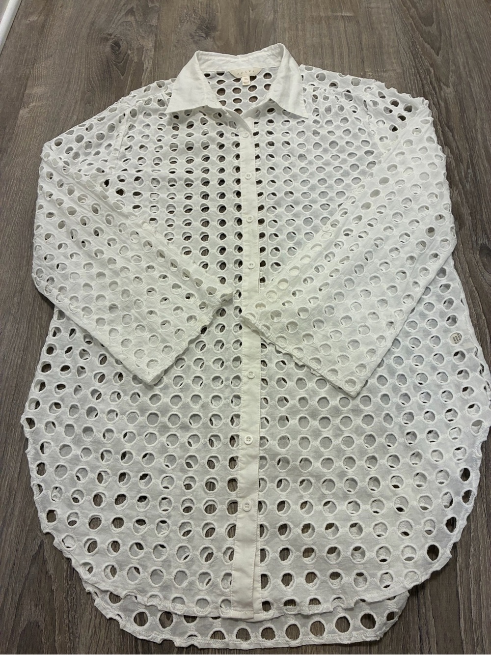 ADIVA white eyelet lace cotton tunic shirt cover-up women’s XL